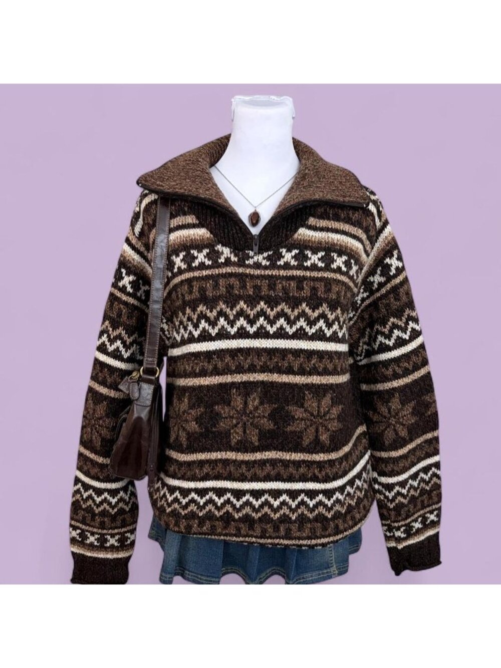 90s striped nordic fair isle cottagecore sweater